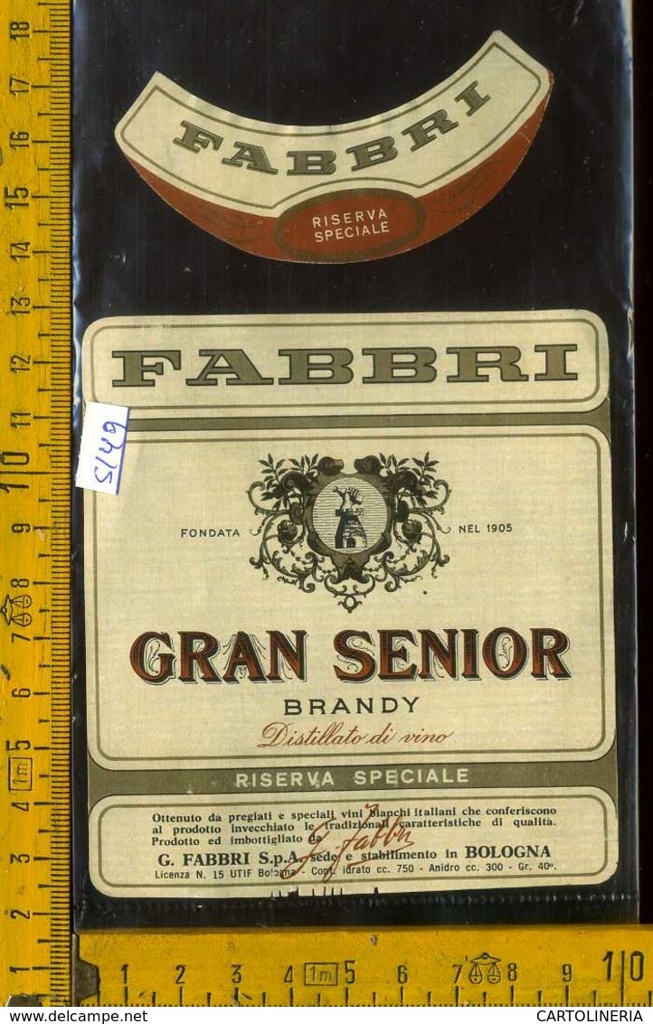 Etichetta Vino Liquore Brandy Grant Senior G Fabbri - Bologna - Altri & Non Classificati