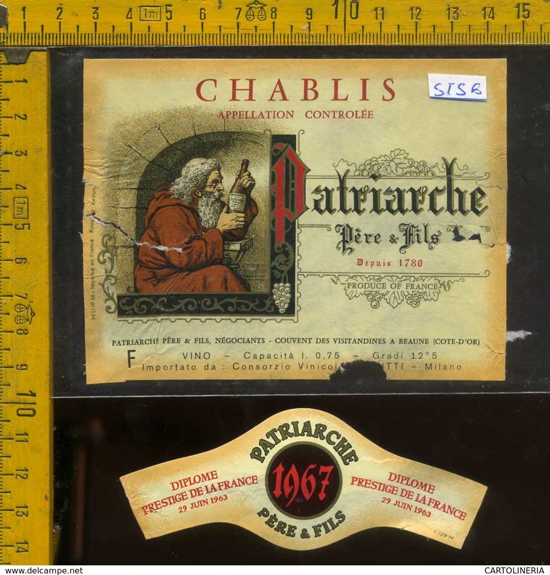 Etichetta Vino Liquore Chablis Patriarche Père &Fils - Francia (forte Difetto) - Altri & Non Classificati