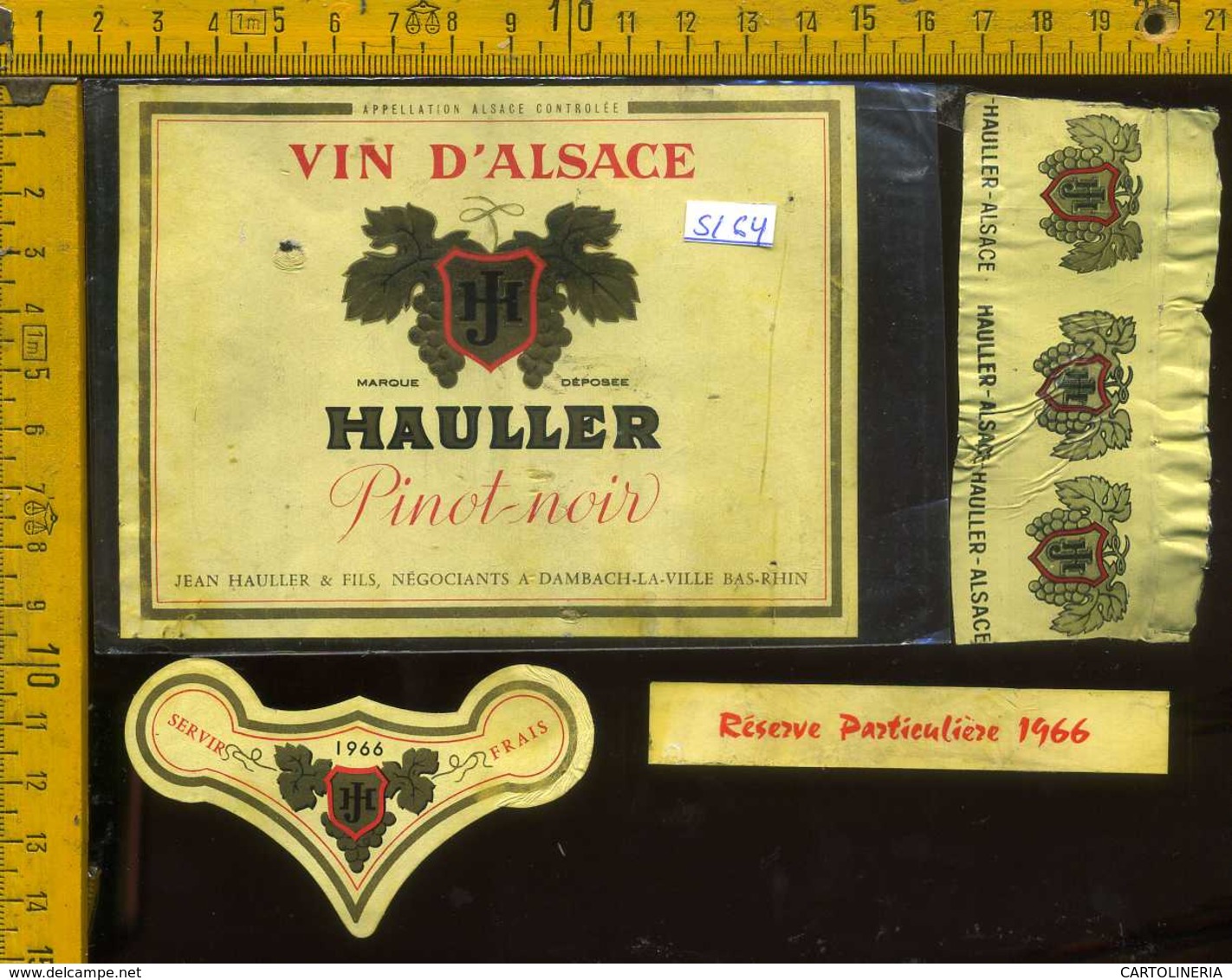 Etichetta Vino Liquore Pinot Noir Hauller 1966 - Francia - Altri & Non Classificati