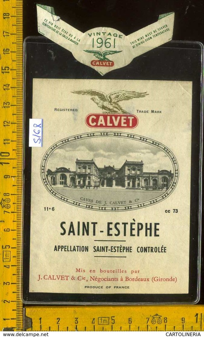 Etichetta Vino Liquore Saint-Estèphe 1961 J. Calvet - Francia - Altri & Non Classificati