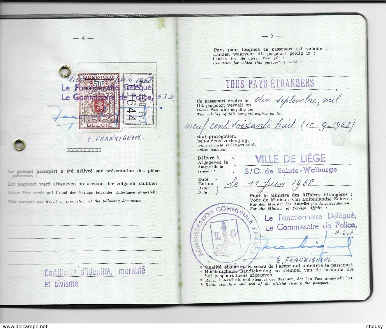 Passeport Belge (1968) - Unclassified