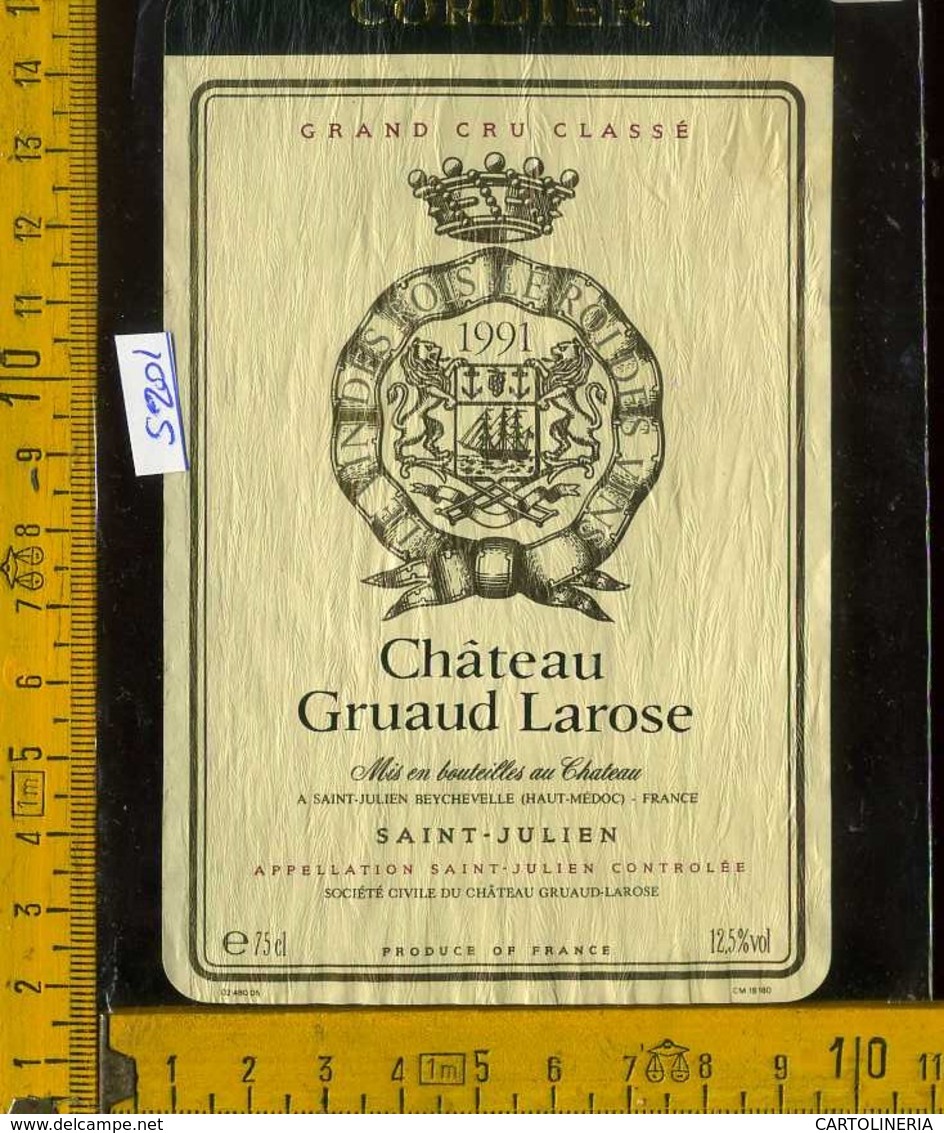 Etichetta Vino Liquore Chateau Gruaud Larose 1991 Grand Cru - Francia - Altri & Non Classificati