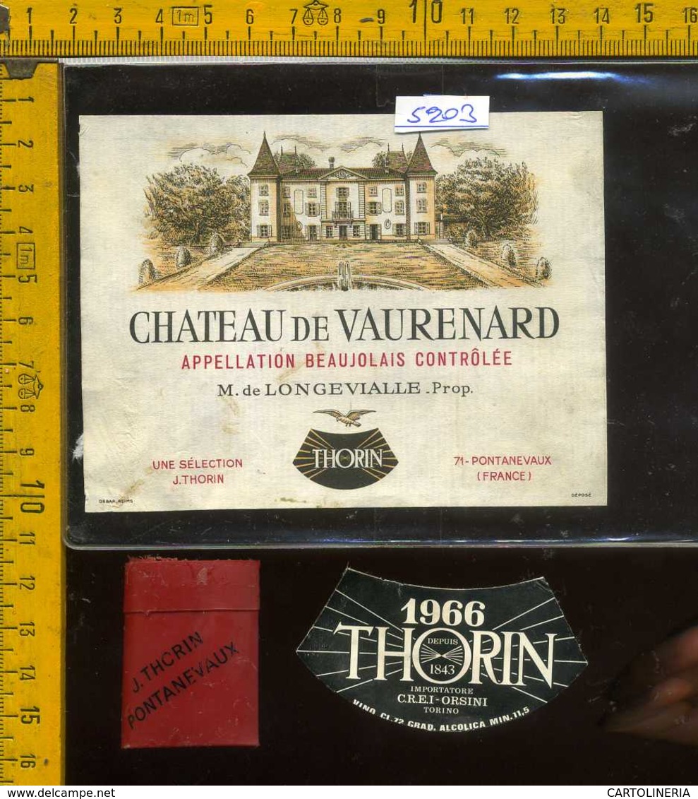 Etichetta Vino Liquore Chateau De Vaurenar 1966 Thorin - Francia - Altri & Non Classificati