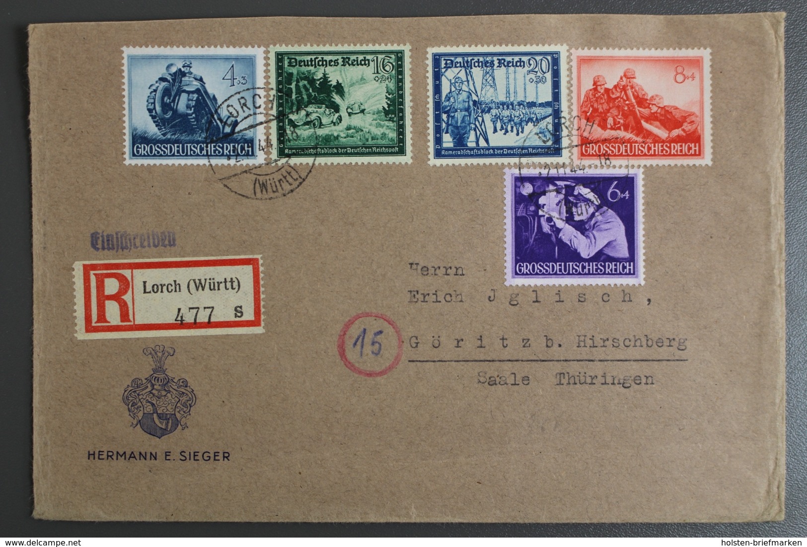 Deutsches Reich, MiNr. 874, 876, 877, 891 + 892 , EBF Ab Lorch - Briefe U. Dokumente