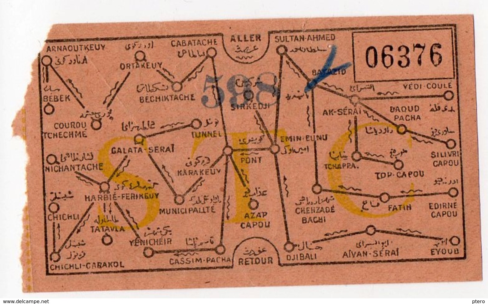 Ticket Société Des Tramways De Constantinople TURQUIE TURKEY Années 1920 30 Paras - Welt