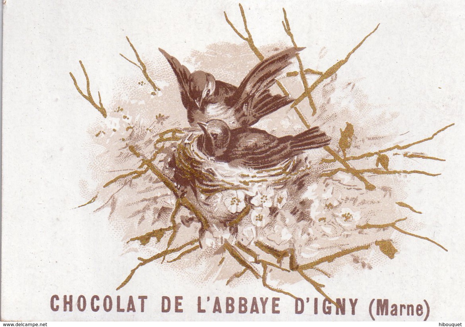 Belle Chromo Chocolat De L'Abbaye D'Igny (Marne), Oiseaux Sur Le Nid, Vierge Au Dos - Other & Unclassified