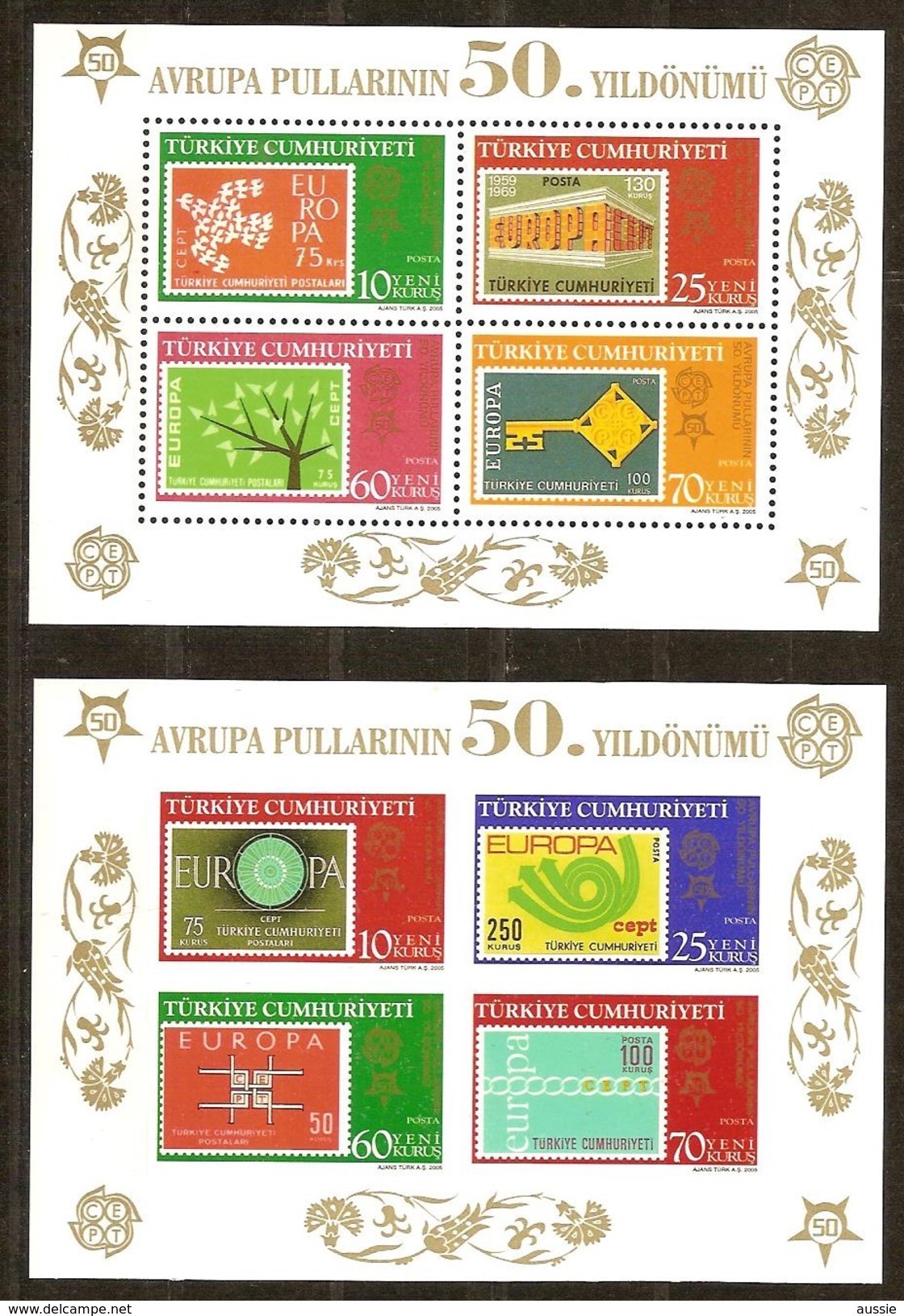 Turquie Turkije 2005 Yvertn° Bloc 42-43 *** MNH  Cote 17,50 Euro 50 Ans Europa 50 Jaar Faune - Blocs-feuillets