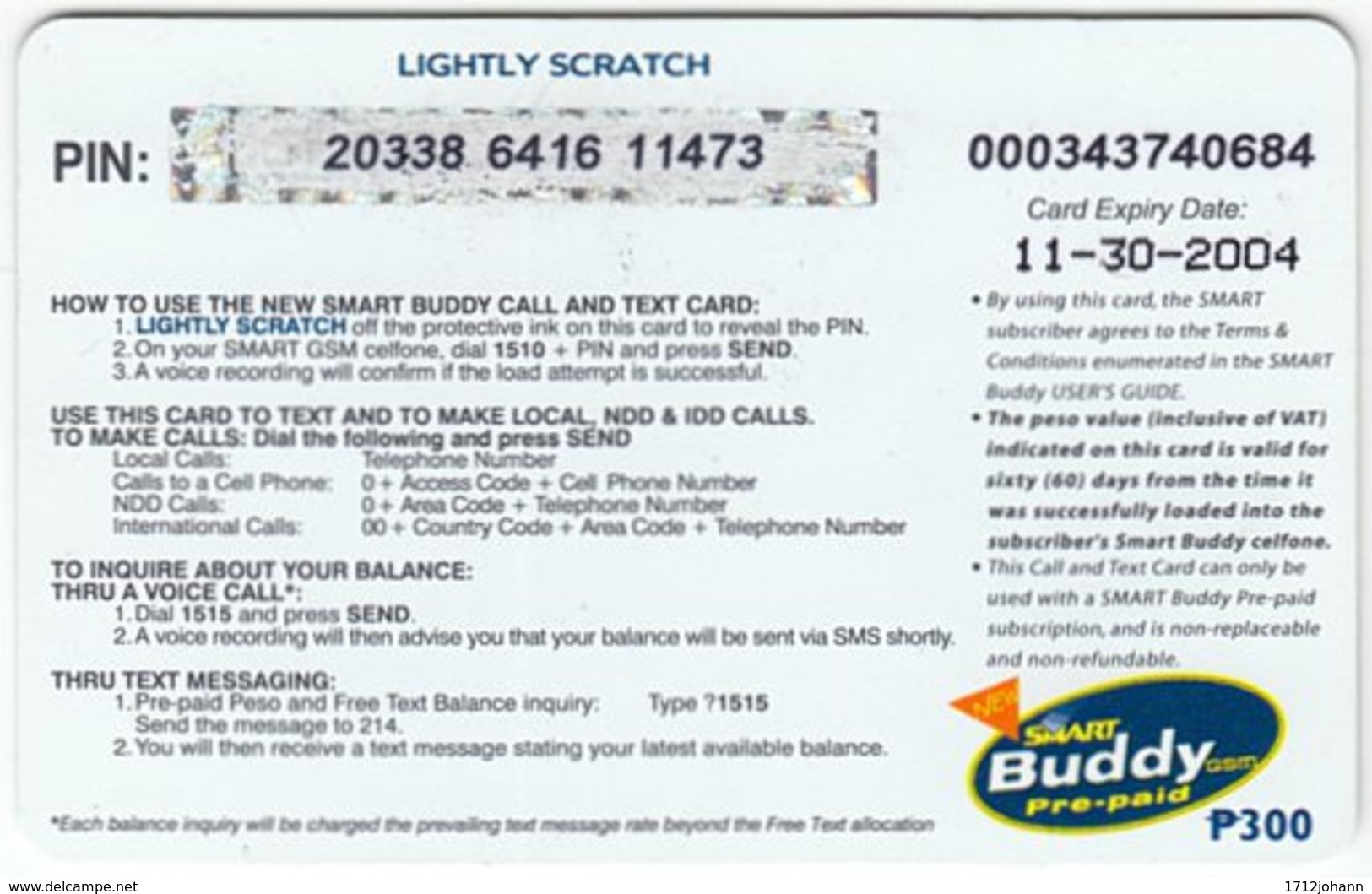 PHILIPPINES A-044 Prepaid Buddy - Used - Philippines