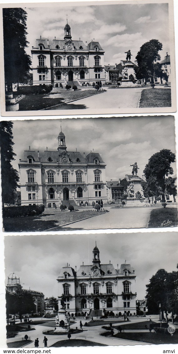 3988 - Lot 3 Cpa Tarbes La Place Hotel De Ville, Statue - Tarbes