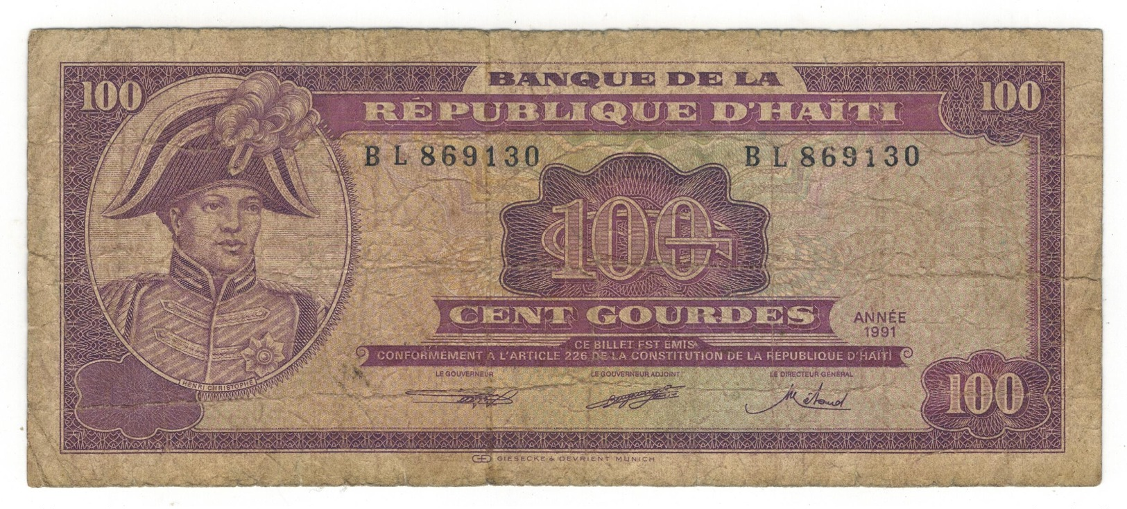 Haiti, 100 Gourdes 1991, Used,  See Scan. - Haiti