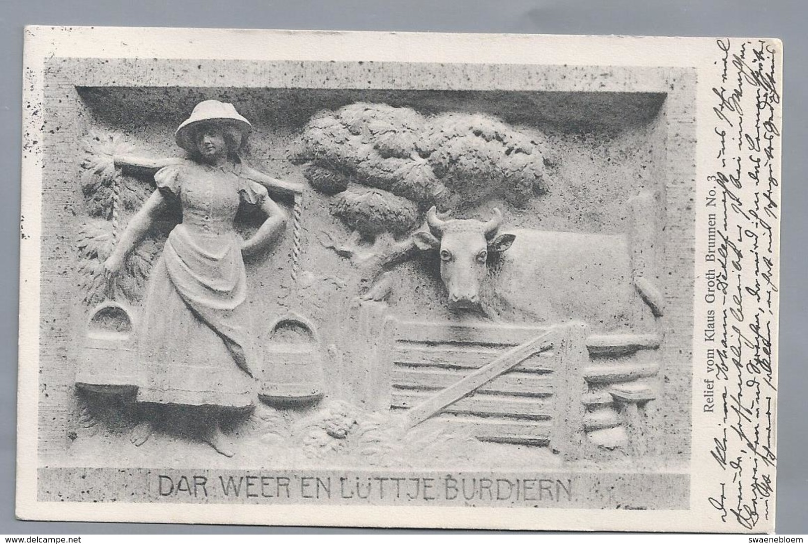 DE.- DAR WEER EN LÜTTJE BURDIERN. Relief Vom Klaus Groth Brunnen No3. 1914 Curt Baumgarten. Bildhauer Heinrich Missfeldt - Andere & Zonder Classificatie