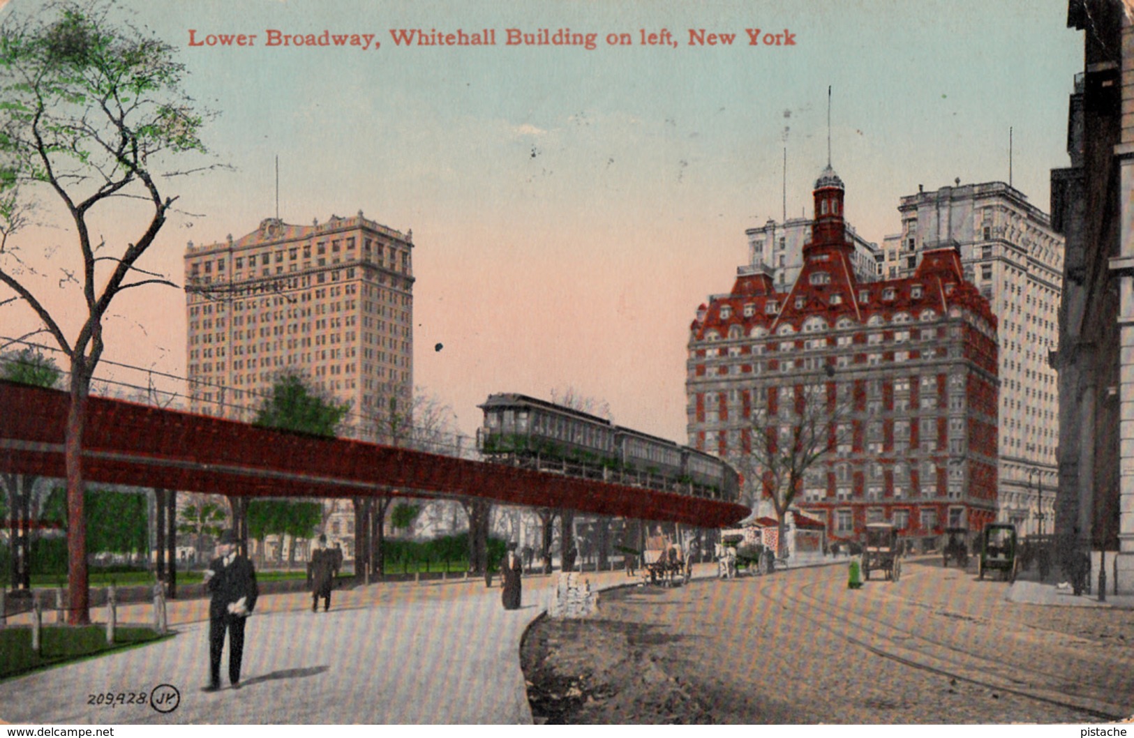 New York City - Lower Broadway - Whitehall Building On Left - Written 1911 - Stamp And Postmark - Animation - 2 Scans - Broadway