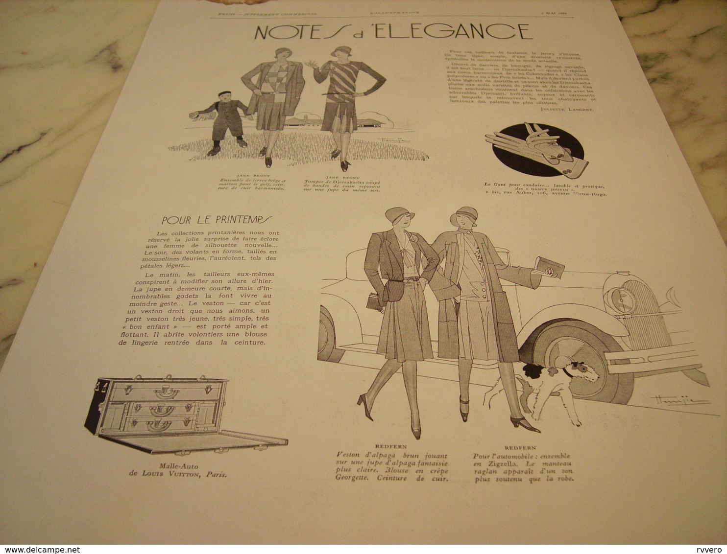 ANCIENNE PUBLICITE POUR LE PRINTEMP  NOTES D ELEGANCE 1929 - Andere & Zonder Classificatie