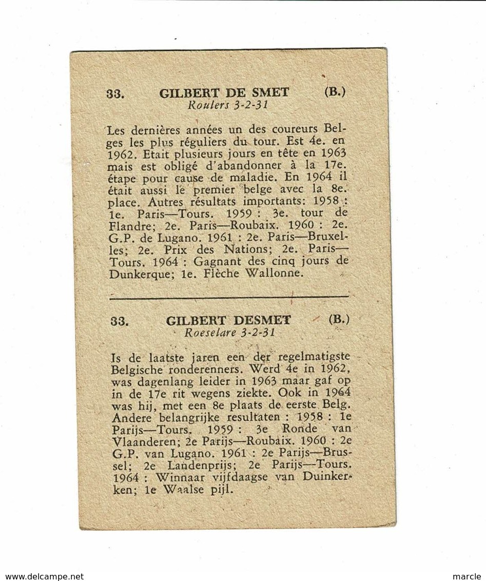 Gilbert DE SMET  Roeselare   Wielrenner Coureur Cycliste  Jaren  Années '60 - Ciclismo