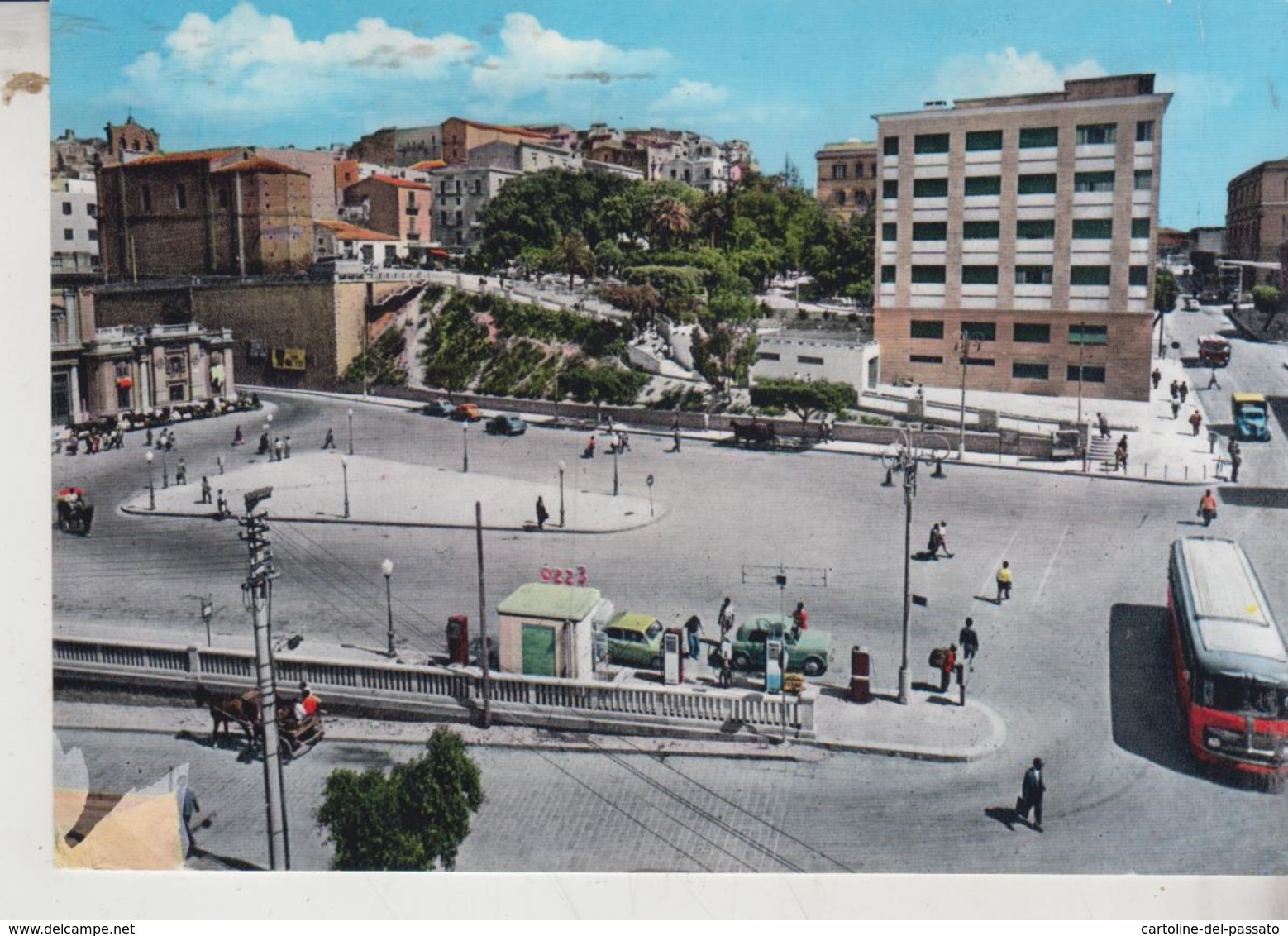 AGRIGENTO PIAZZA STAZIONE E ALBERGO JOLLY BUS STAZIONE SERVIZIO ESSO DISTRIBUTORE - Agrigento