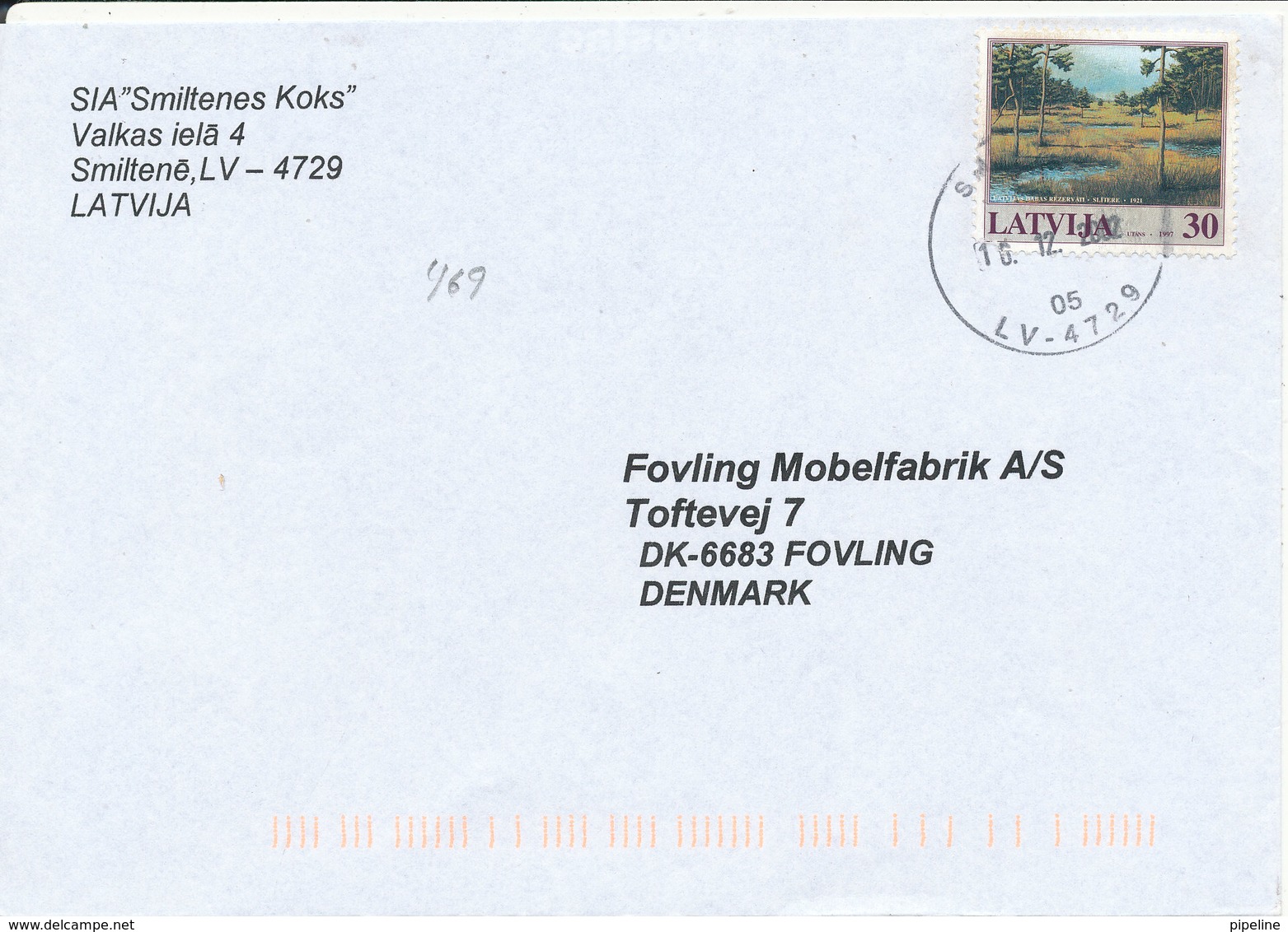 Latvia  Cover Sent To Denmark Smiltene 16-12-2002 Single Franked - Lettonie