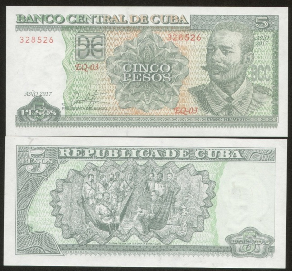 Cuba 2017 $5 Pesos Banknotes UNC - Cuba