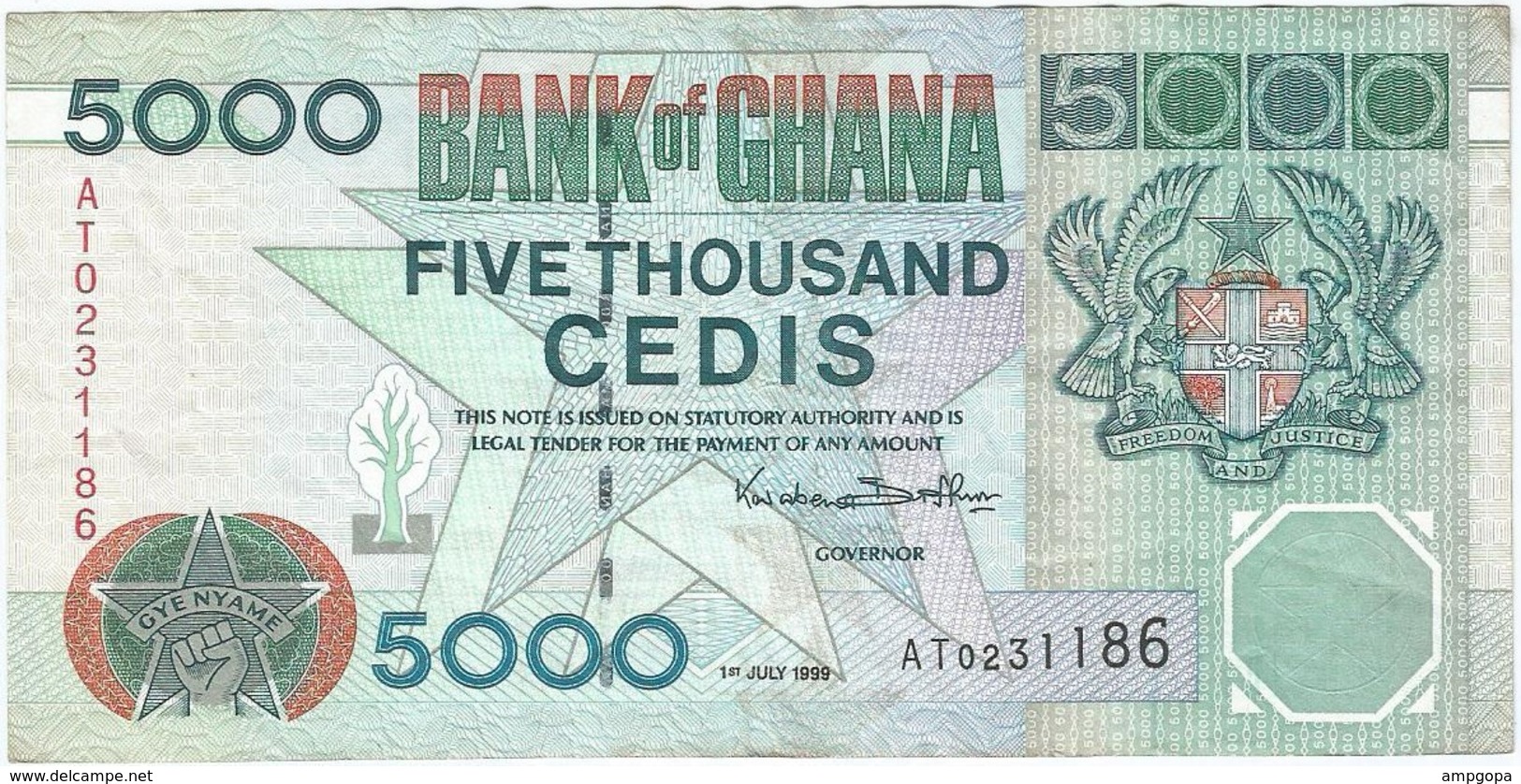 Ghana 5.000 Cedis 1-7-1999 Pk 34 D Tamaño Reducido Ref 3 - Ghana