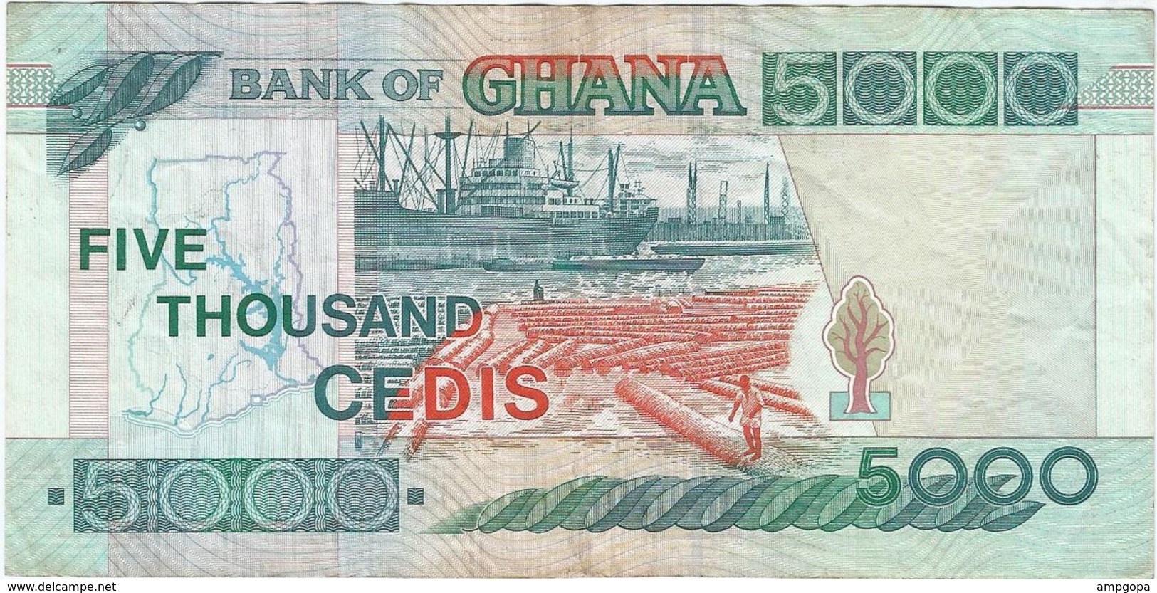 Ghana 5.000 Cedis 1-7-1999 Pk 34 D Tamaño Reducido Ref 3 - Ghana