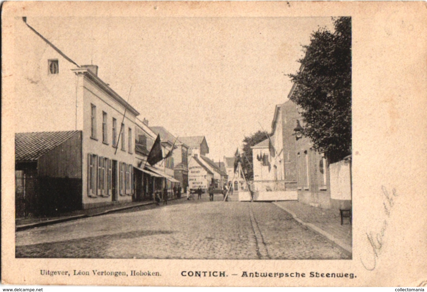 1 Postkaart Kontich Contich Antwerpsche  Antwerpse Steenweg   Uitgever Léon Vertongen - Kontich