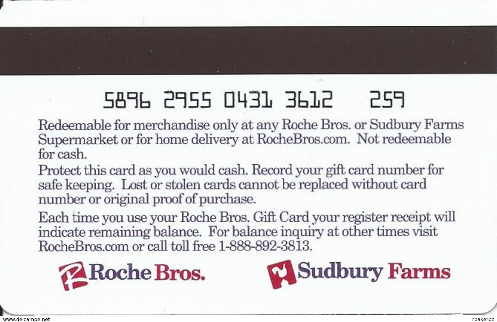 Roche Bros. / Sudbury Farms Food Stores Gift Card - Gift Cards