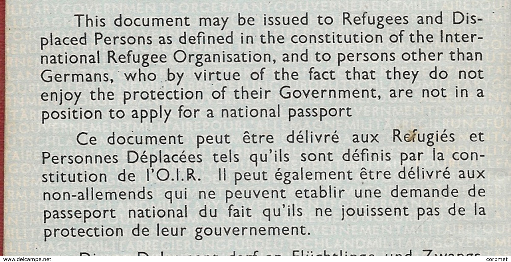 MILITARY GOVERNMENT FOR GERMANY 1949 -PASSPORT - PASSEPORT for hungarian TOTH DEZSO exit permit to ARGENTINA -NOT COMMON