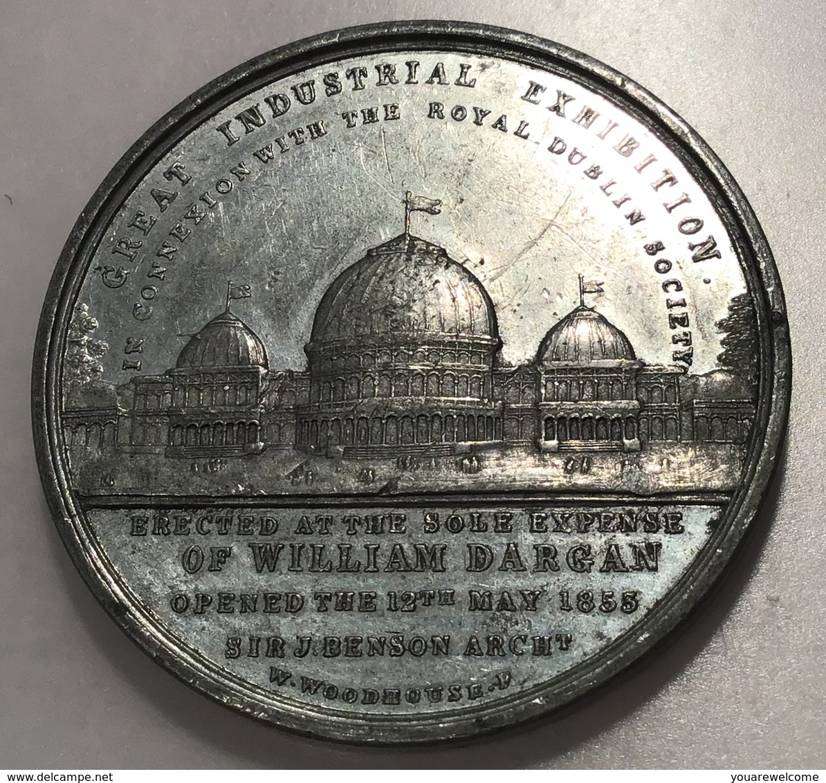 Dublin Industrial Exhibition 1853 W.Woodhouse Medal: Buildings/engineer W.Dargan (medaille Irlande Irland Great Britain - Autres & Non Classés