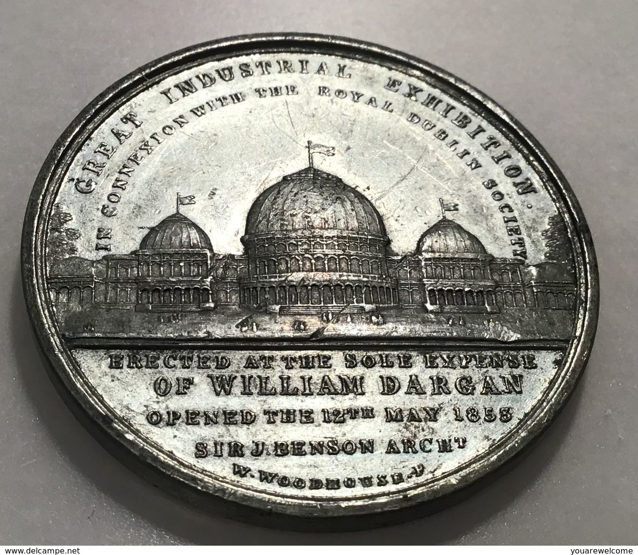 Dublin Industrial Exhibition 1853 W.Woodhouse Medal: Buildings/engineer W.Dargan (medaille Irlande Irland Great Britain - Autres & Non Classés