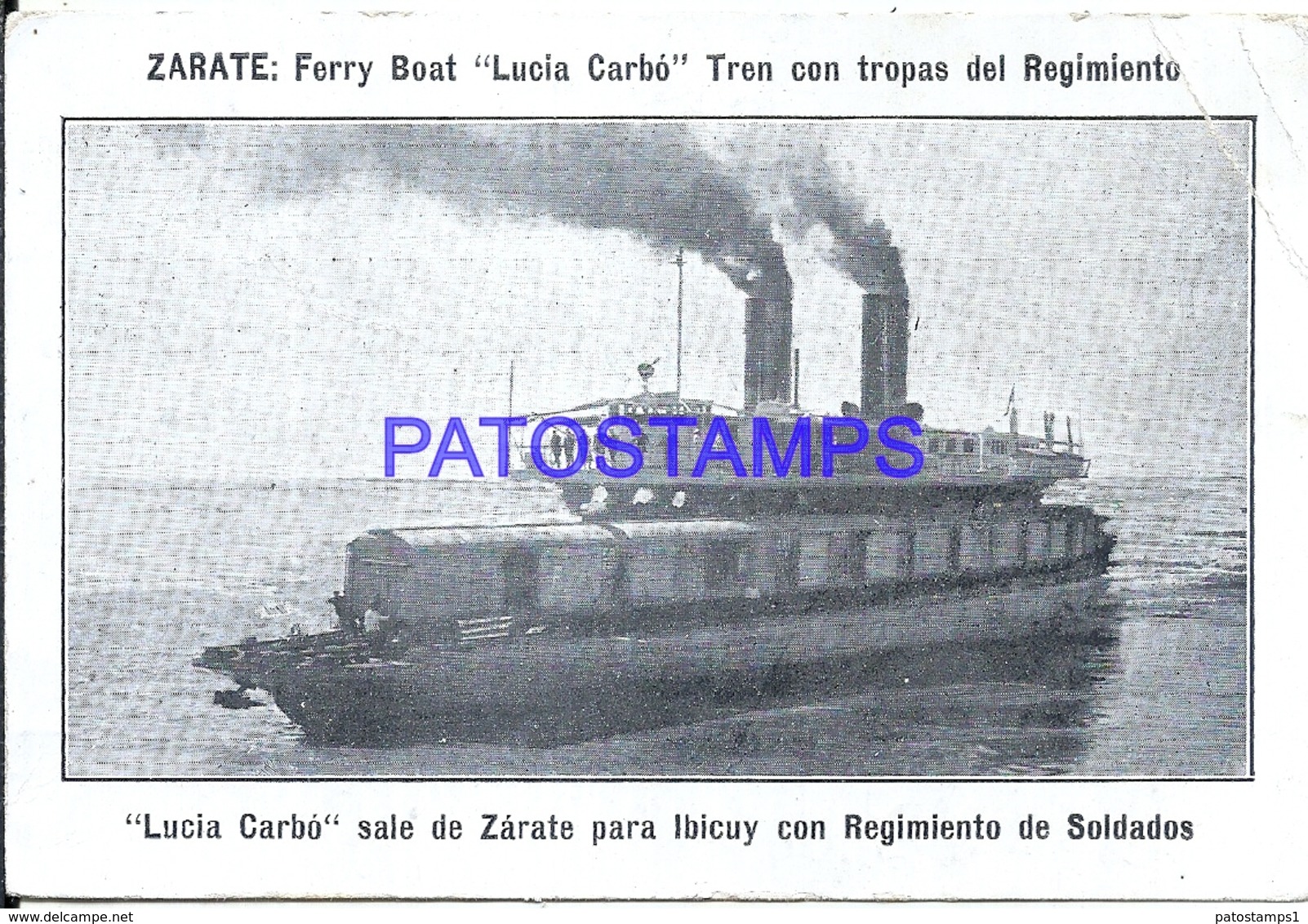 115948 ARGENTINA BUENOS AIRES ZARATE FERRY BOAT SHIP TRAIN LUCIA CARBO PHOTO NO POSTAL POSTCARD - Photographie