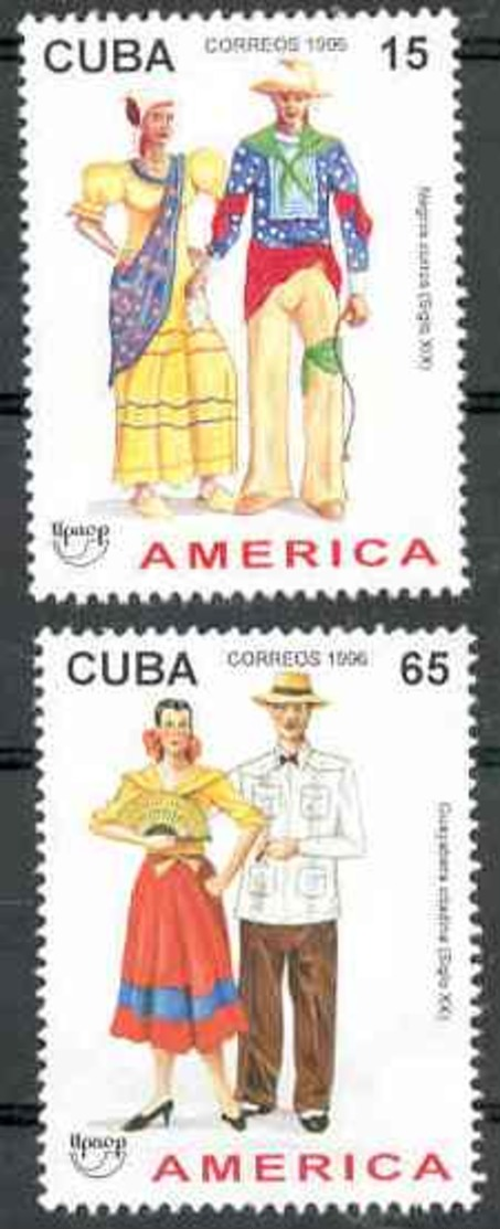 Cuba 1996 America UPAEP Traditional Costumes MNH Scott 3770-3771 Value $1.95 - Disfraces