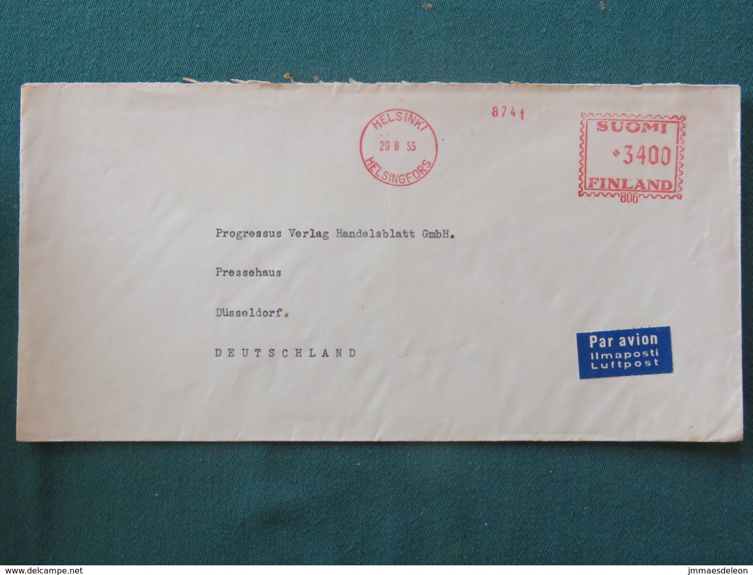 Finland 1955 Cover Helsinki To Germany - Machine Franking - Covers & Documents