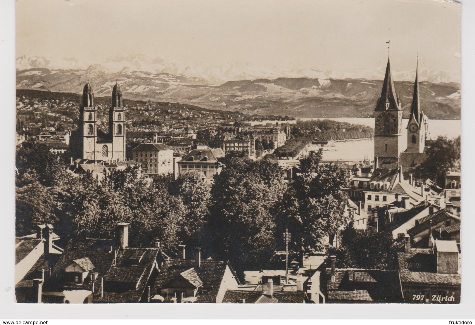 AKEO Switzerland Postcard Zurich - General View - From 1930 With Text In Esperanto - Svislando - Karto De 1930 - Zürich