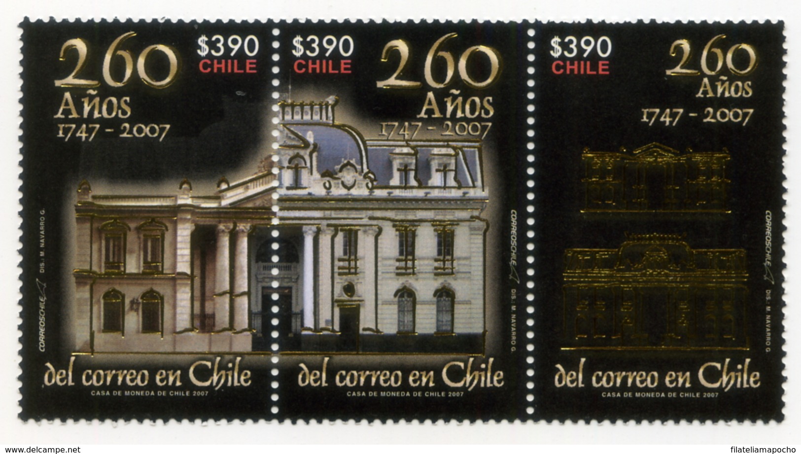 CHILE ESTAMPILLAS: “260 AÑOS DEL CORREO EN CHILE”; 2007. - Chile