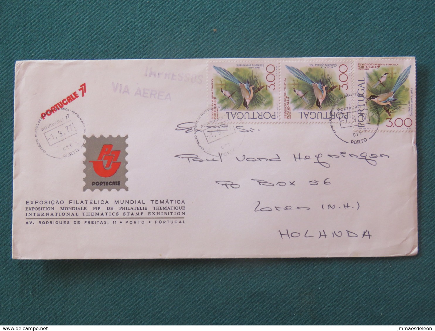 Portugal 1977 Cover To Holland - Birds - Philatelic Exposition Portucale 77 - Lettres & Documents