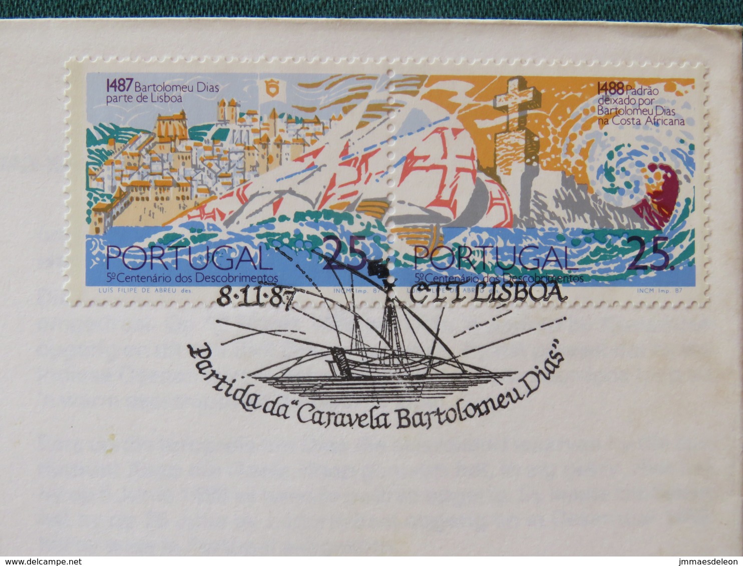 Portugal 1987 FDC Cover - Map Ship Bartolomeo Dias Travel Around Africa - Lettres & Documents