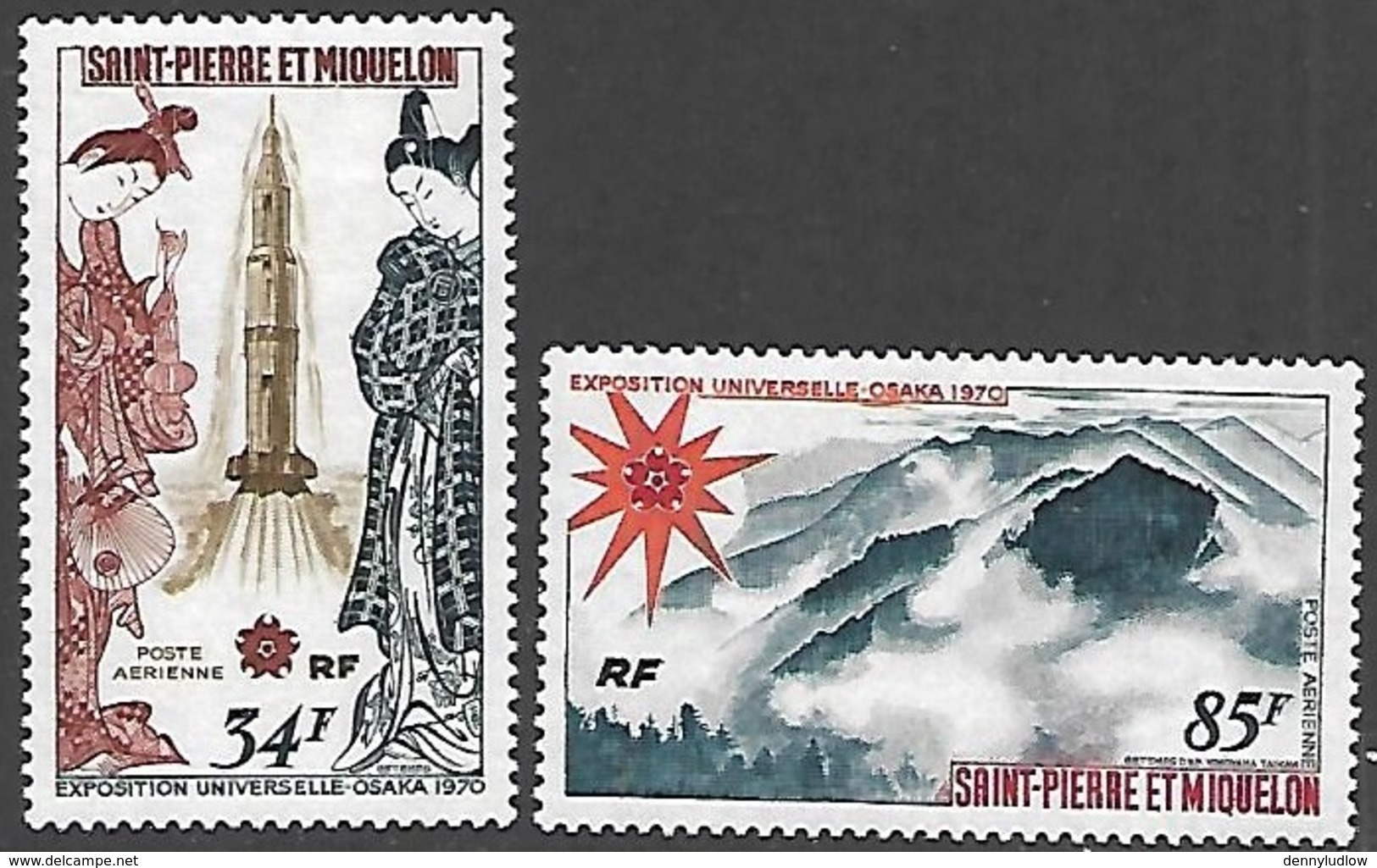 St Pierre Et Miquelon  1970   Sc#C45-6  Osaka Airmails Set  MLH   2016 Scott Value $64 - Unused Stamps