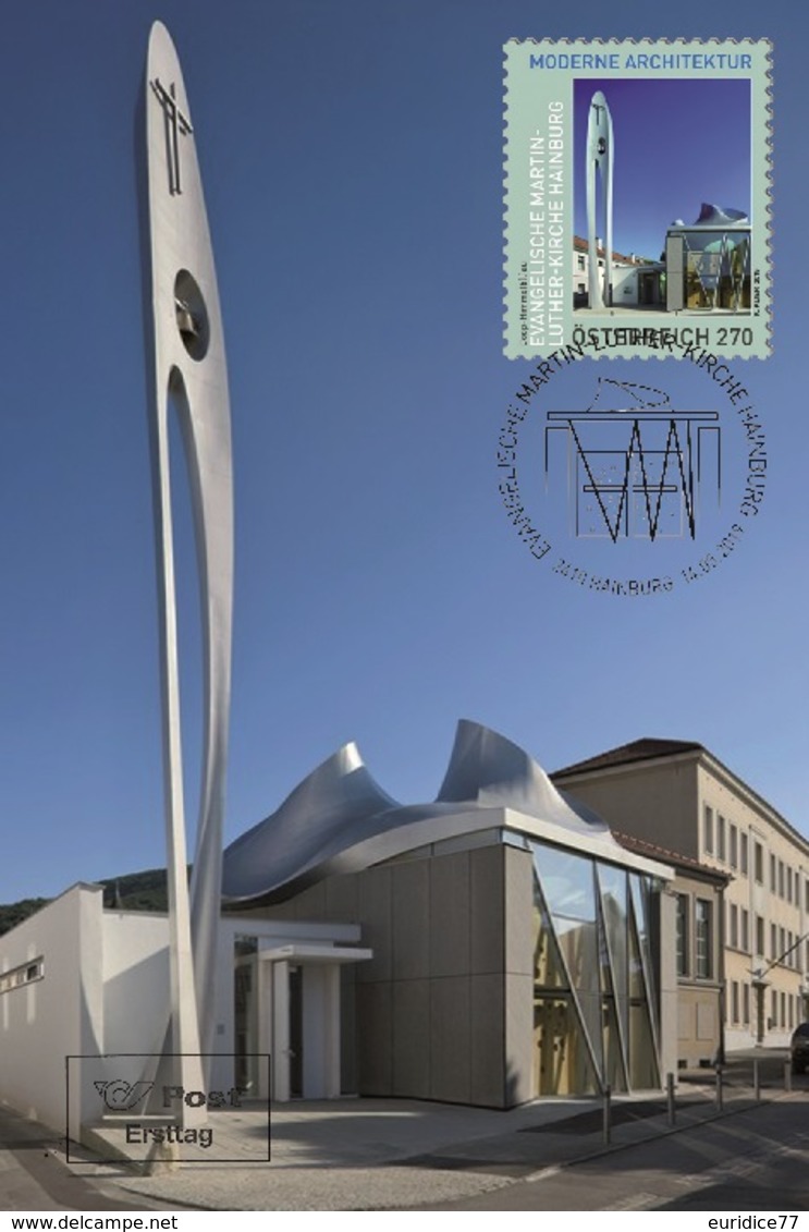 Austria 2019 - Modern Architecture - Martin Luther Protestant Church, Hainburg Carte Maximum - Cartas Máxima