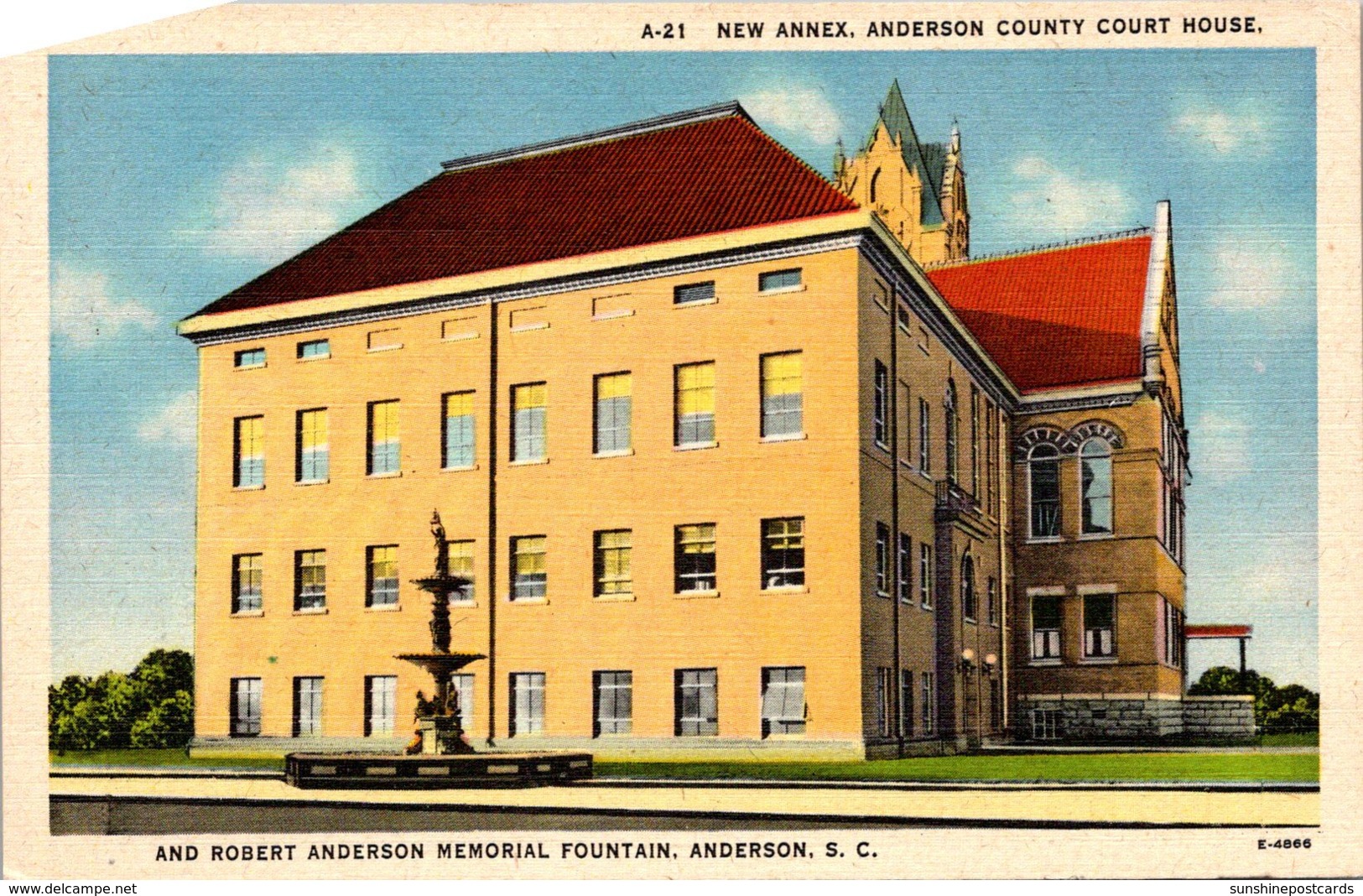 South Carolina Anderson County Court House New Annex And Robert Anderson Memorial Fountain - Anderson