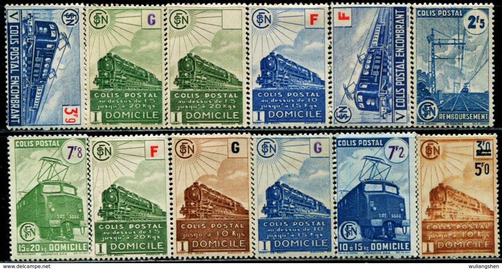 AE0212 France 1936 Various Trains And Electric Trains, Etc. 12V MLH MNH - Unused Stamps