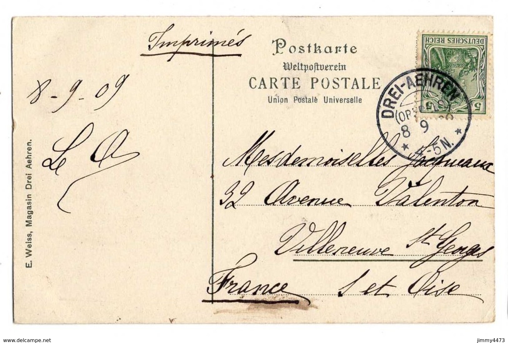 POFTKARTE - Drei Aehren, Bien Animée En 1909 - TROIS EPIS ( Canton De Colmar ) 68 Haut Rhin - Edit. E. Weiss Magasin - Trois-Epis