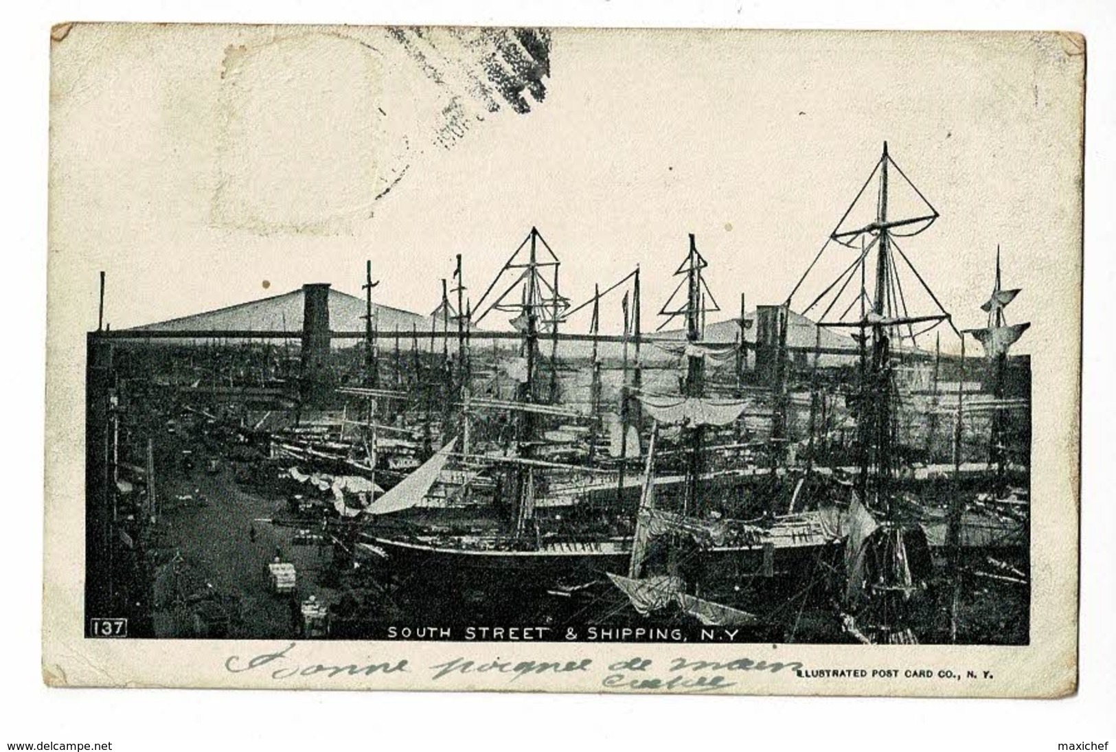 South Sreet & Shipping. N. Y. (Port, Quais, Voiliers, Pont) Circulé 1906 - Manhattan