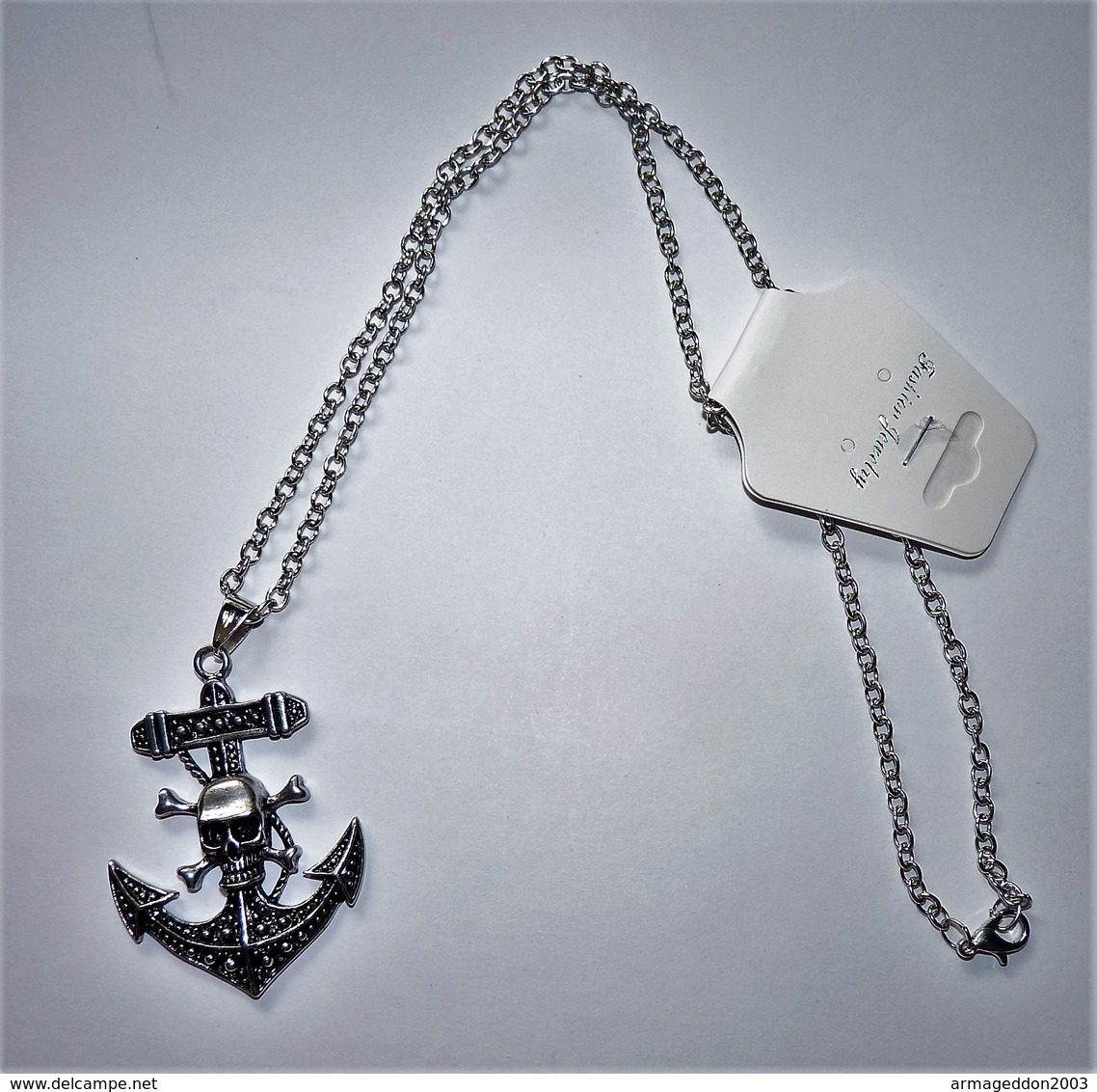 SUPERBE CHAINE ET PENDENTIF ANCRE MARINE TETE DE MORT   // NEUVE - Colliers/Chaînes