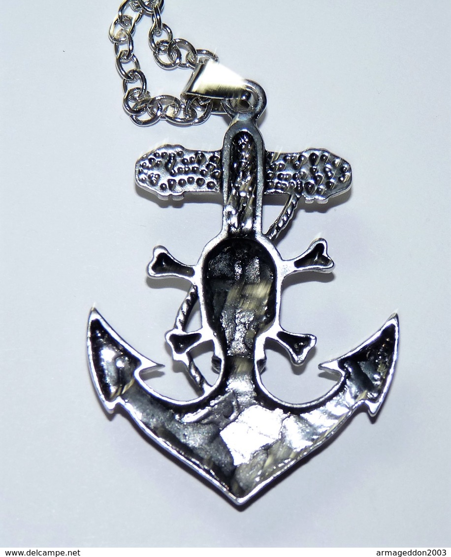 SUPERBE CHAINE ET PENDENTIF ANCRE MARINE TETE DE MORT   // NEUVE - Colliers/Chaînes