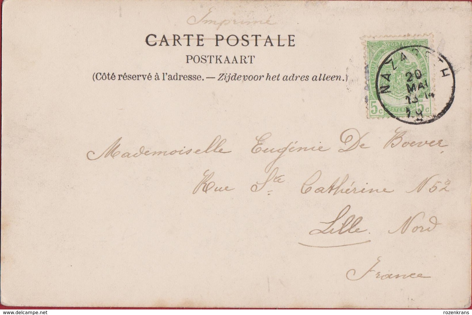 Vroege Postkaart Kasteel Van Olsene Chateau D' Stempel Afgestemepld Nazareth - Zulte