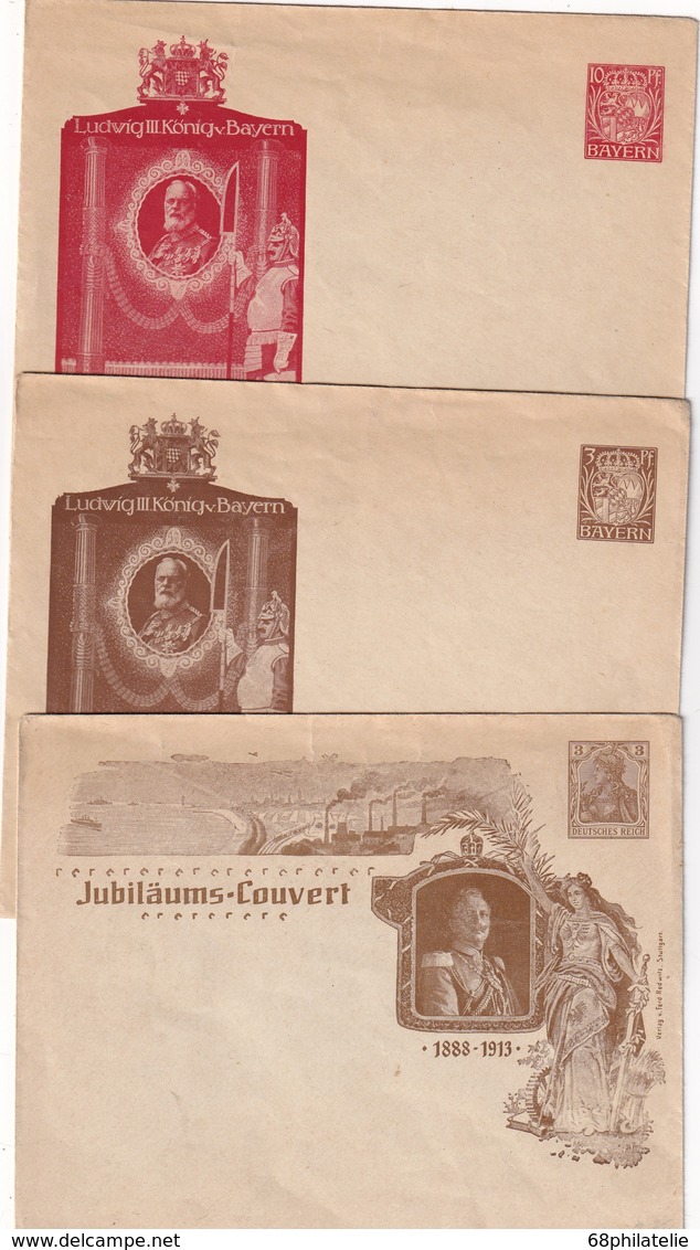 ALLEMAGNE    ENTIER POSTAL/GANZSACHE/POSTAL STATIONERY  LOT DE 3 ENVELOPPES ILLUSTREES   2ième Choix - Otros & Sin Clasificación