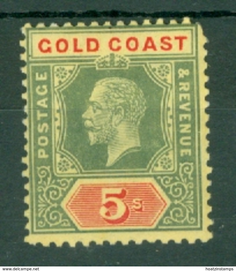 Gold Coast: 1913/21   KGV   SG82b    5/-    Green & Red/yellow   [White Back] [Die I]   MH - Gold Coast (...-1957)