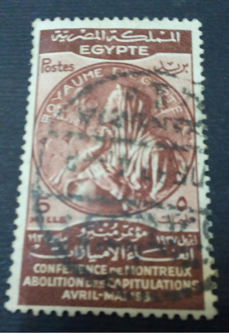 EGYPT 1937 , TREATY OF MONTREUX , MI 234 , VF, Heavy Stamp , See The Back Photo - Oblitérés