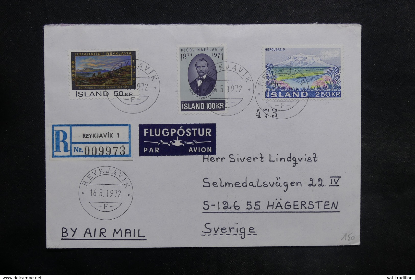 ISLANDE - Enveloppe En Recommandé De Reykjavík Pour La Suède En 1972 , Affranchissement Plaisant - L 35048 - Cartas & Documentos