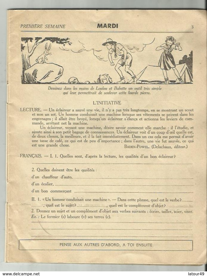 SCOUTS  LOULOU ET BABETTE SCOUTS CAHIERS DE VACANCE 1950   AVEC CONCOURS - Diplômes & Bulletins Scolaires