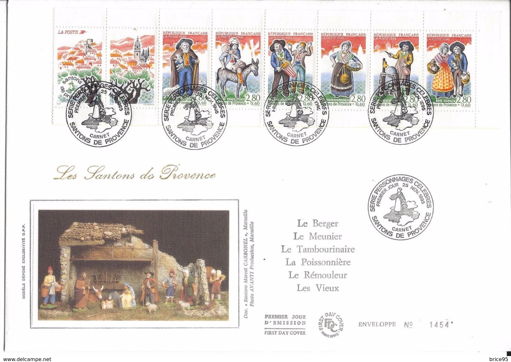 France FDC - Les Santons De Provence - Grand Format - 1995 - 1990-1999